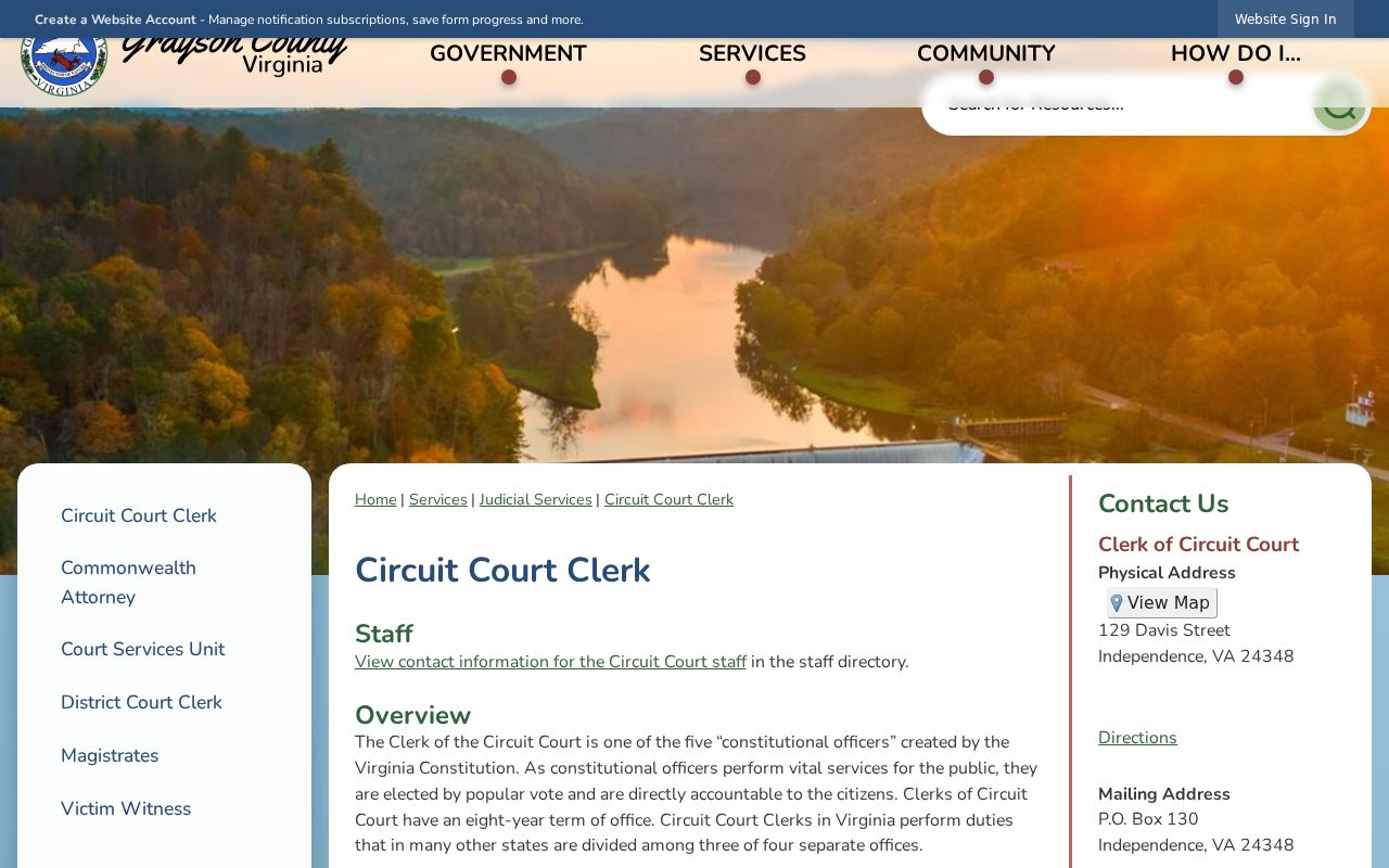 Grayson County criminal record page for the Circuit Court Clerk