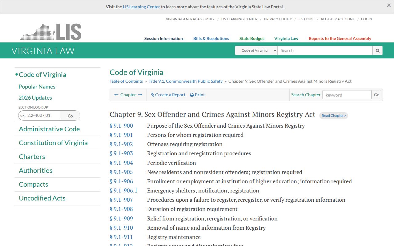 Grayson County sex offender search source in the Virginia Registry Act