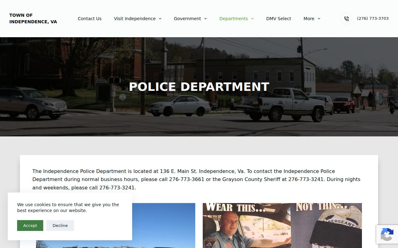 Independence criminal records contact at the Independence Police Department