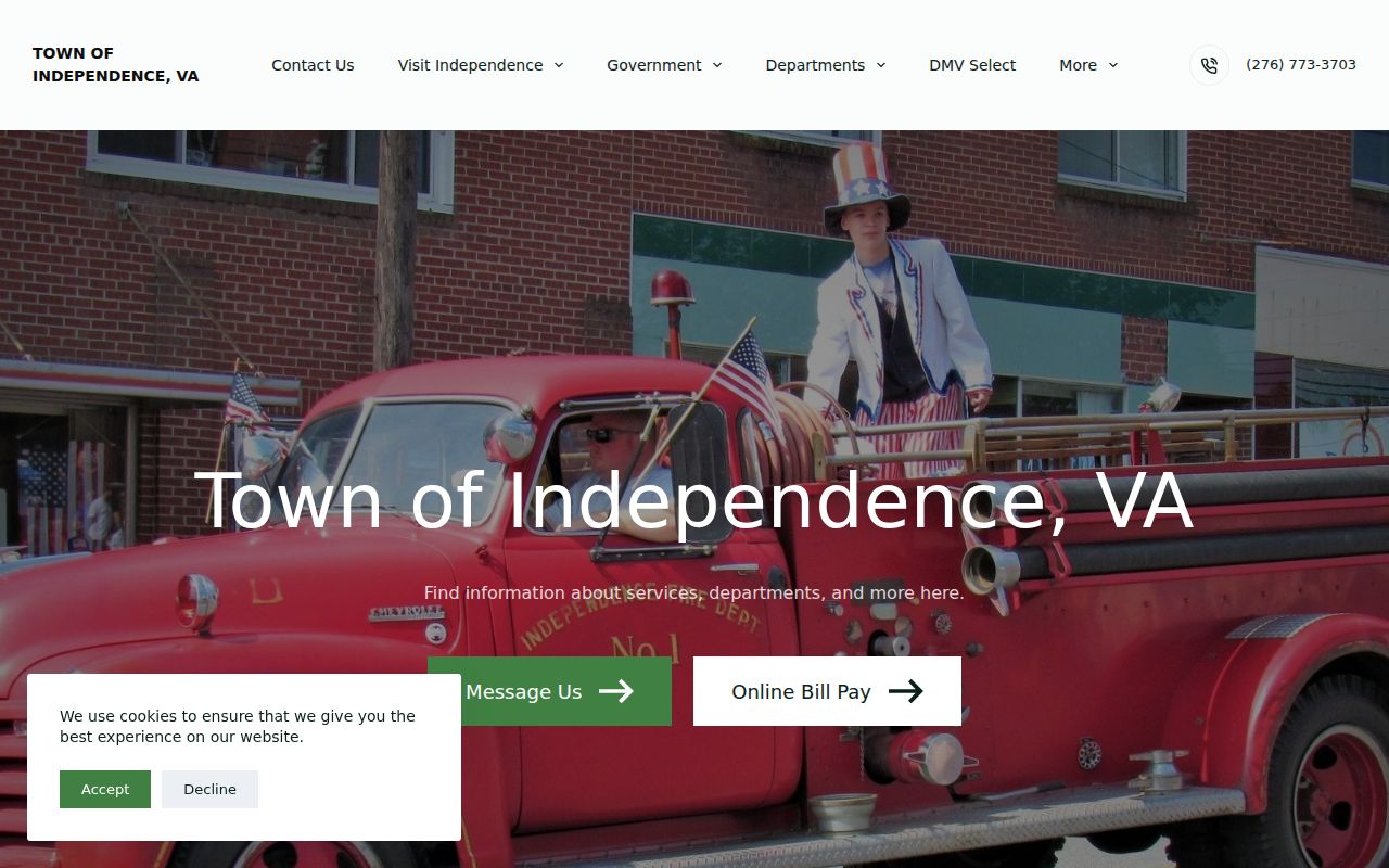 Independence criminal records context from the official town website